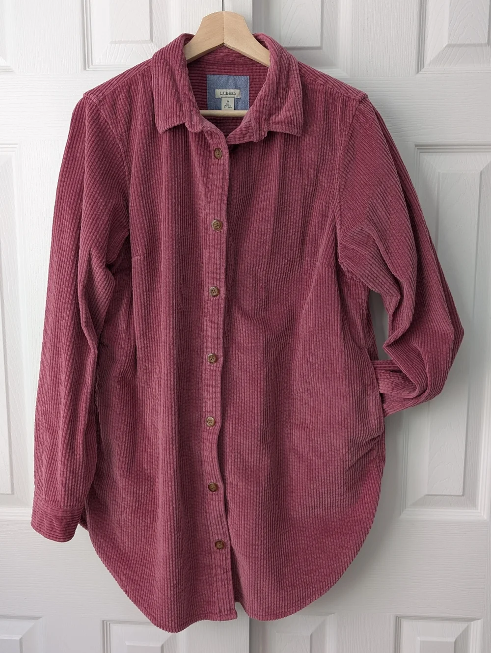 L.L. Bean Pink Corduroy Shirt Jacket Shacket Relaxed Tunic length, size M - Picture 1 of 8